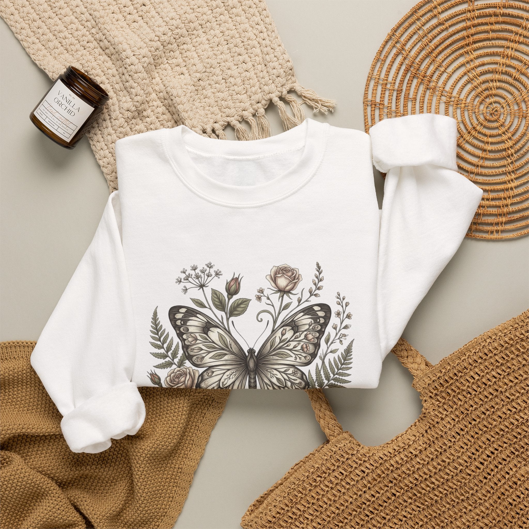 Butterfly Floral Sweatshirt Graphic Tee