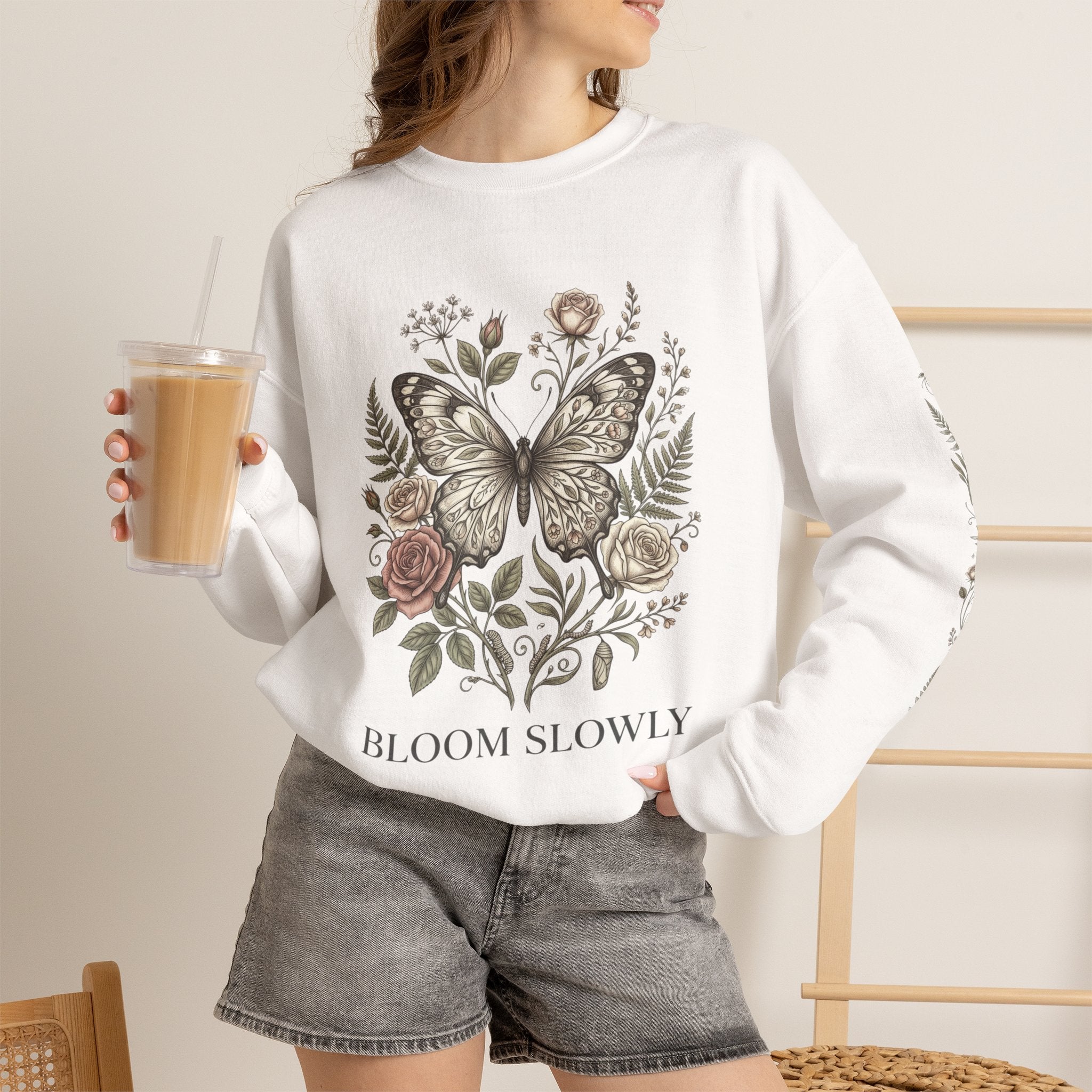 Butterfly Floral Sweatshirt Graphic Tee