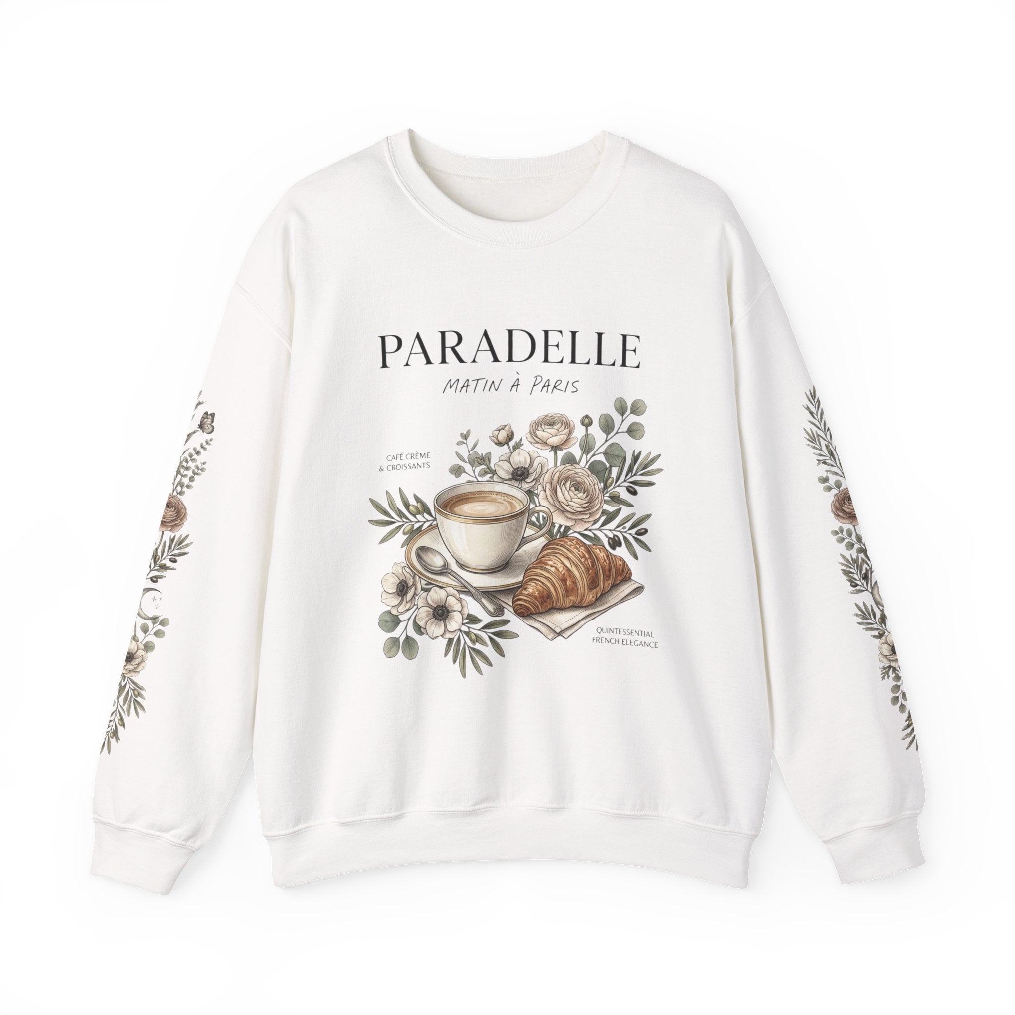 Cafe Coffee & Croissant Floral Graphic
